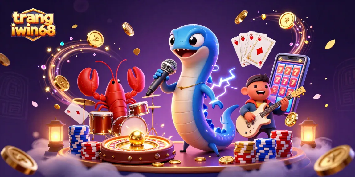 Experience the excitement at trang iwin68 with a vibrant underwater casino scene featuring a DJ electric eel.