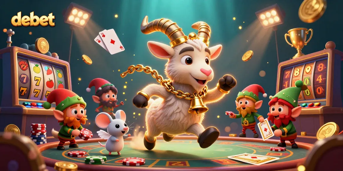 Experience the thrilling debet action with Krampus and festive characters in a vibrant casino scene.