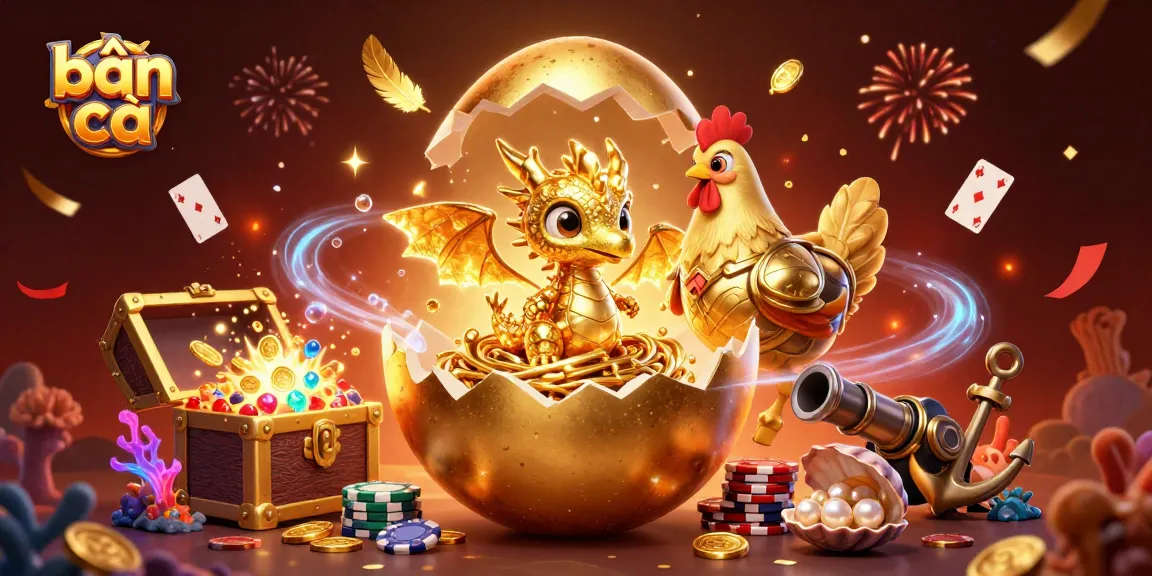 Catch big prizes bắn cá in a festive underwater casino scene with gold dragon and treasure