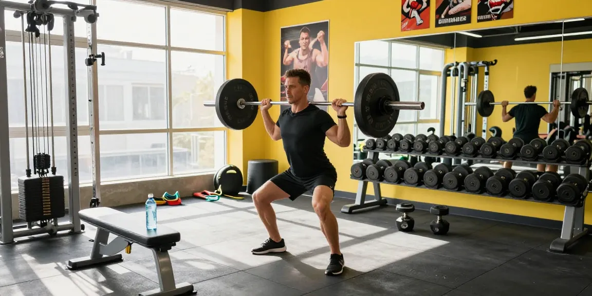 Entrenador en Esteroidesshop levantando pesas en un gimnasio moderno