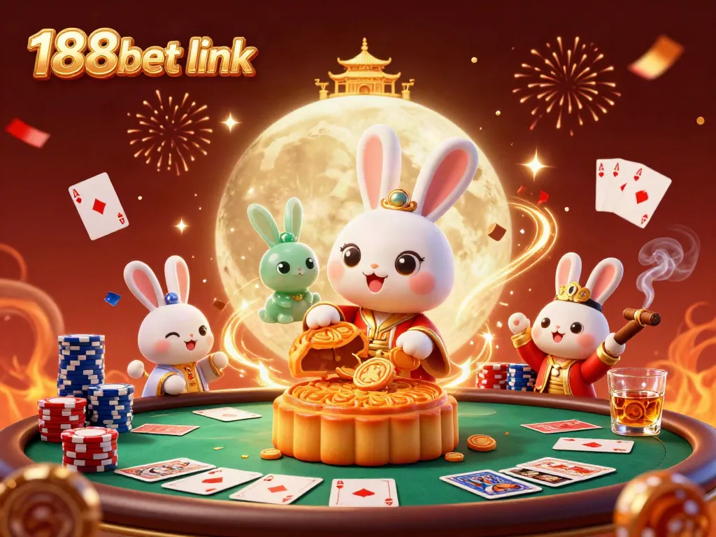 Experience the 188bet link features in this vibrant casino-themed 3D scene with dynamic gambling elements.