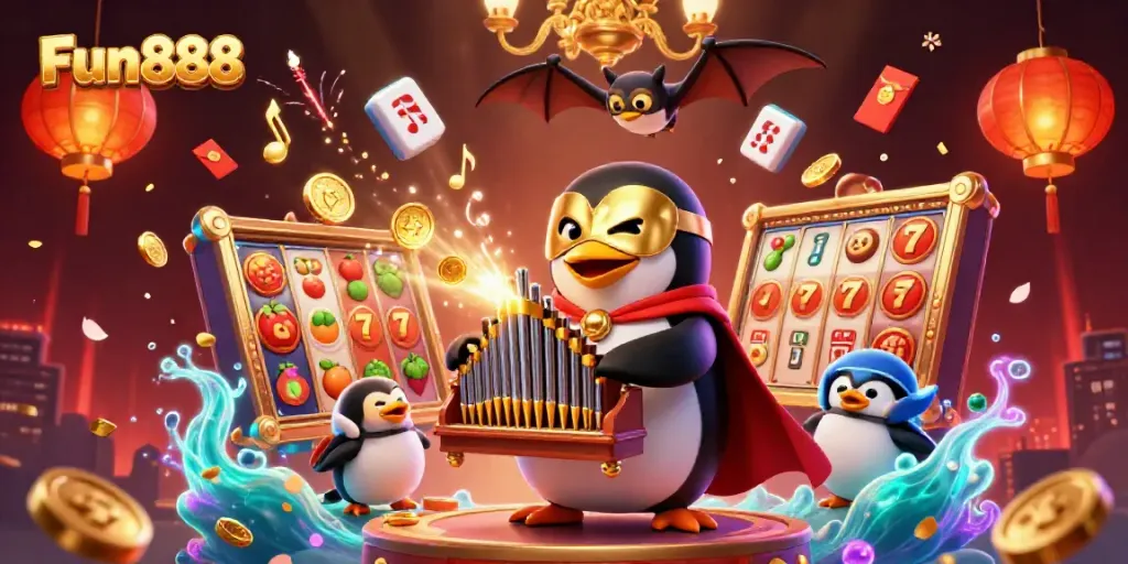 Experience exciting wins with Fun888 in a vibrant online casino scene featuring rich 3D graphics.