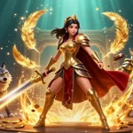 Engage in thrilling action at jbo's casino with a warrior queen and her wolf companion.