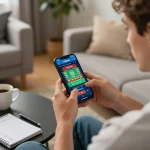 Engaging with the 78wind mobile gaming app for live dealer betting at home.