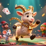 Experience the thrilling debet action with Krampus and festive characters in a vibrant casino scene.