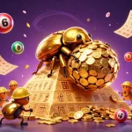 Experience the thrill of MB66 with dynamic lottery elements and a grand casino ambiance in this vibrant 3D illustration.