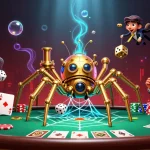 Engage with the dynamic casino scene featuring sunwin1 and steampunk characters in a vibrant gambling environment.