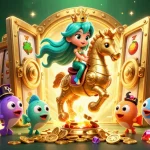 Experience the thrill of red88 with vibrant characters and dazzling casino rewards in a colorful fantasy scene.