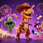 Engage with Ee88's vibrant lottery gaming scene featuring animated characters and colorful elements.