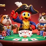 68win-game pirate scene engaging players with poker chips and cards in vibrant action