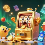 Experience the thrill with Ko66 as the golden slot machine hits the jackpot amidst vibrant casino elements.