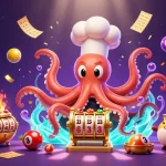 Ceri123 offers an exciting scene with a sushi chef octopus and game elements highlighting slot emotions.
