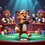 Engage in exciting gameplay at 88i with hyenas running a vibrant casino club, showcasing poker dynamics.